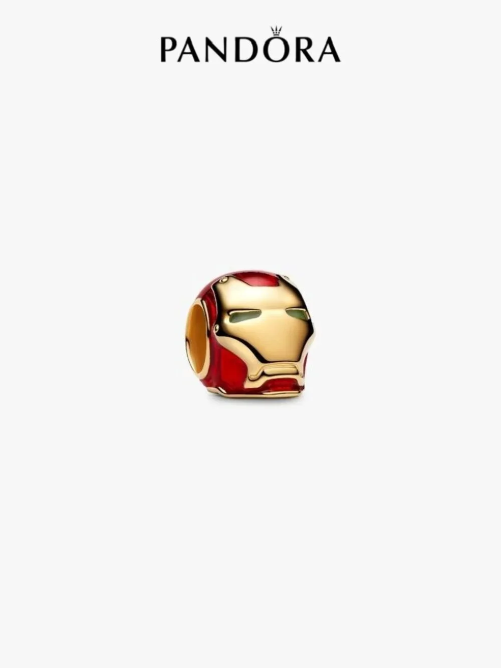 iron man helmet charm Pendant: 2.50 Ct Pave Diamond Superhero  Loose Moissanite plated metal and features a multicolored design that includes both red and gold elements Movie Character Charm Metal Silver
